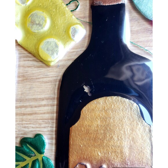 LSARTS Glass Wine And Cheese PLATTER 11.5 Square Vino Bottle Wine Glass Grapes - Picture 4 of 10